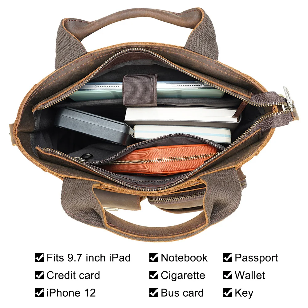 Factory Wholesale Price Drop Shipping Vintage Style YKK Zipper Men Messenger Bag Genuine Cow Leather Shoulder Bag