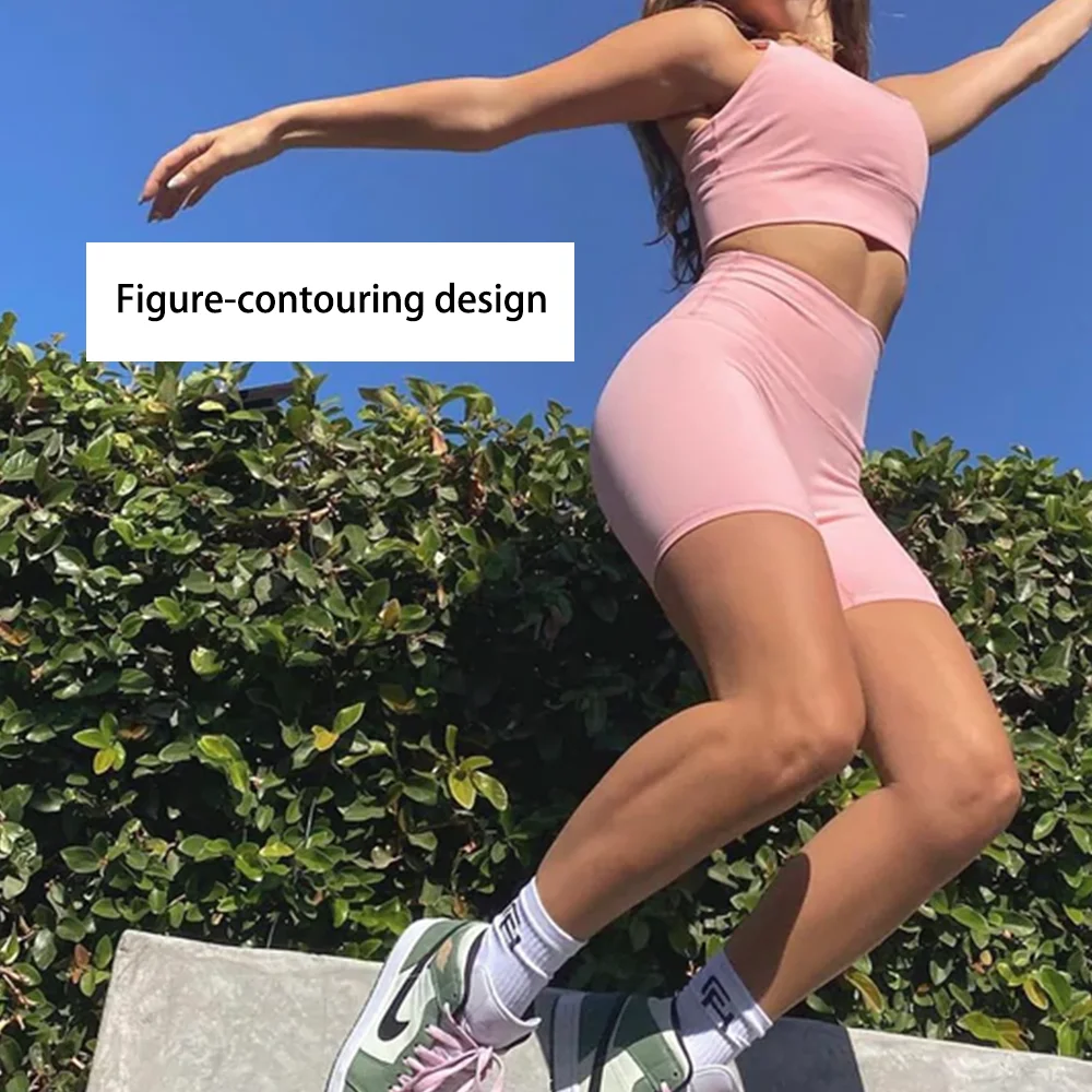 MIQI Summer Fitness High Waist Yoga Wear Suit Sports Biker Cycling Shorts Yoga Set Women
