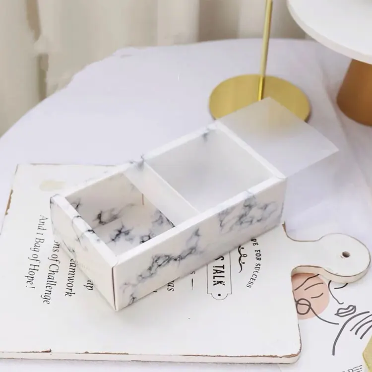 Two Compartments Frosty Matte PVC Kraft Paper Sleeve Drawer Box Frosted Gift Box Wedding Favor Display Packaging Box