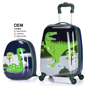 Hot Sale Customized Cartoon Design ABS Children Boardable Suitcase and Backpack Set Kids Trolley Luggage Set