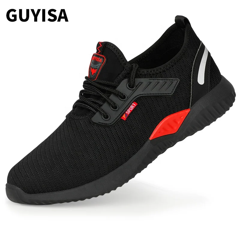 Модная брендовая защитная обувь GUYISA со стальным носком мужская повседневная резиновая подошва для строительной площадки