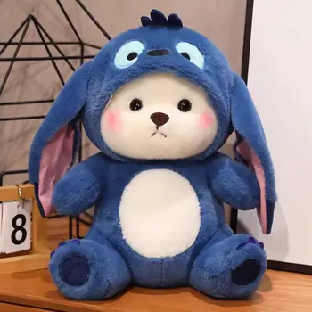Cute Lina Bear Stitch Embroidered Plush Toy Soft PP Cotton Filled Doll for Girls Birthday Gift for Stress Relief