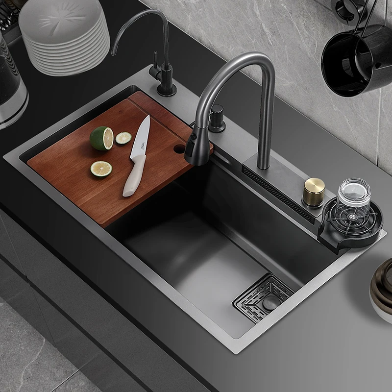 Nano Gunmetal Sink Kitchen Ss 304 Stainless Steel Multifunctional