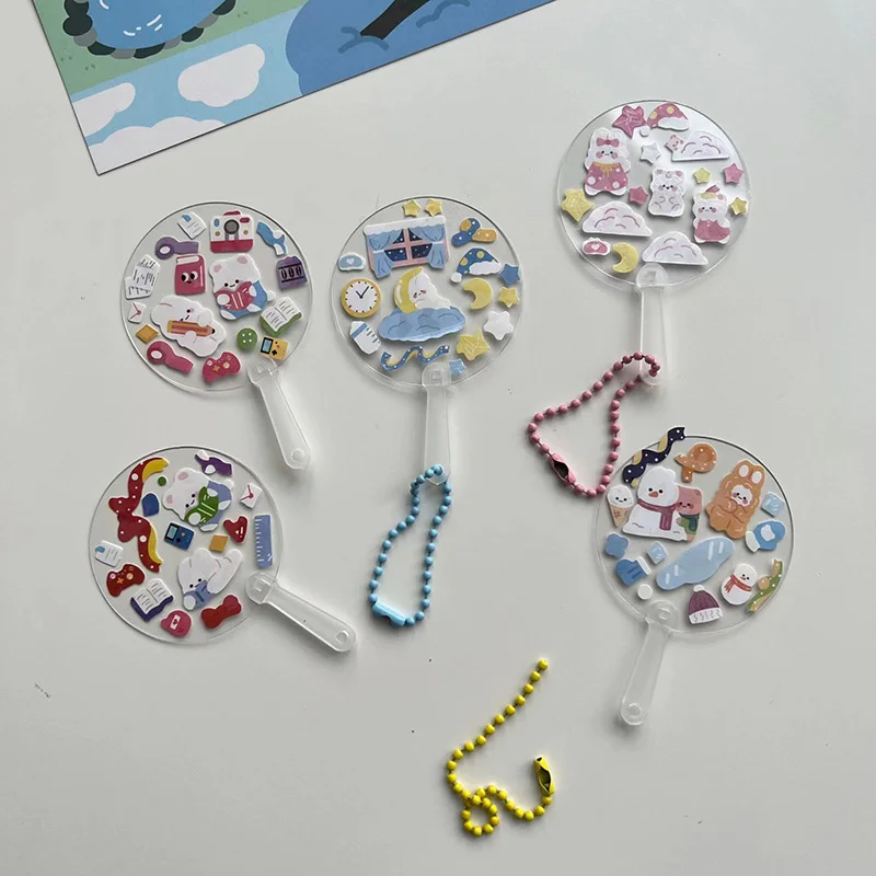 Custom Double Printed Side Big Size Plastic Transparent Circular Picket Kpop Hand Fan for Idol Collection