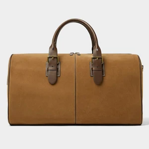 Custom Logo PU Suede Leather Men's Travel Duffle Weekender Overnight Hand Bag for Men