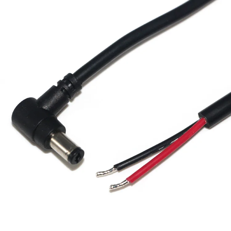 DC 90 Degree Right Angle Plug Power Cable DC 5.5*2.1mm 5.5*2.5mm 3.5*1.35mm 4*1.7mm Male  Plug to Stripping End Power Cable