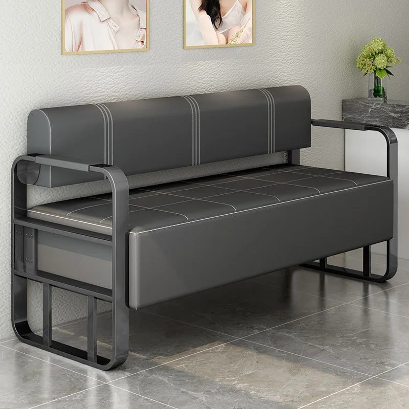 Modern Design Barber Shop Waiting Chair New Internet Celebratory Simple Long Hair Salon Sofa Made of Metal