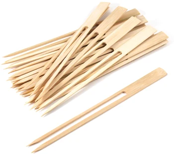 Manufacturer price 23cm  Natural  Flat Double-Prong Bamboo Skewers