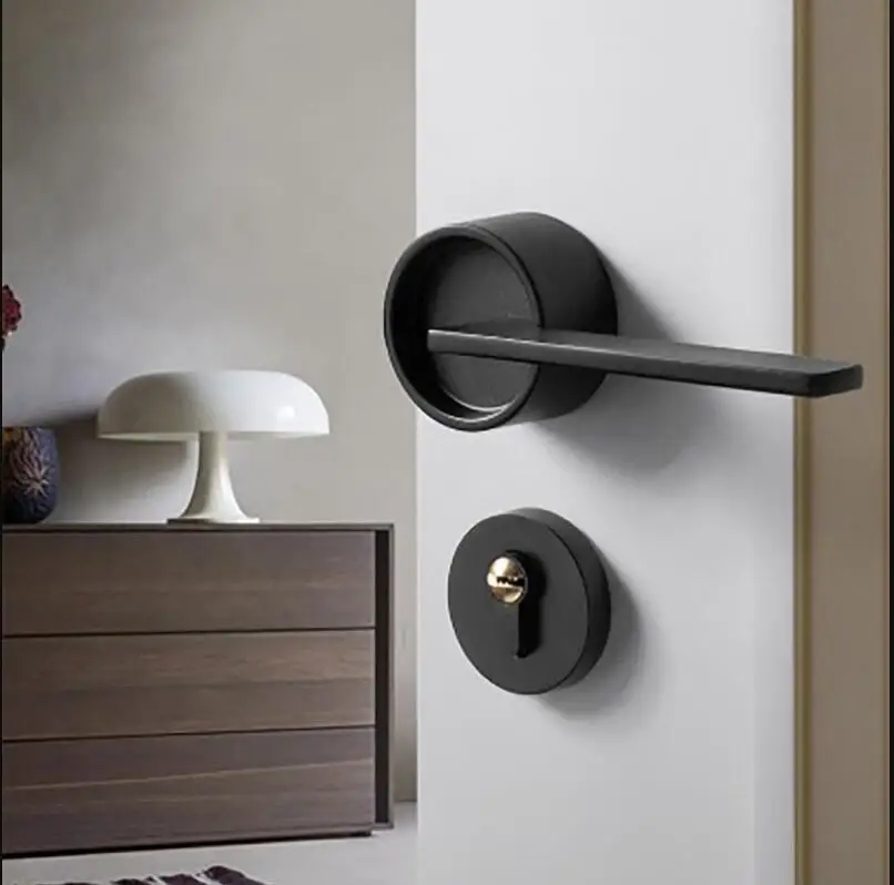 Оптовая продажа черная ручка из цинкового сплава в американском стиле бесшумная индивидуальная дверная защелка рычажный замок для