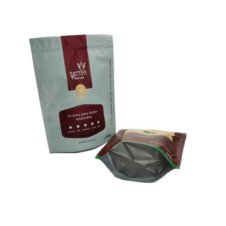 Shenzhen Factory Plastic 250g 1kg Coffee Beans Packaging Bag Ziplock Coffee Powder Stand Up Pouch Green Tea Coffee Packaging Bag
