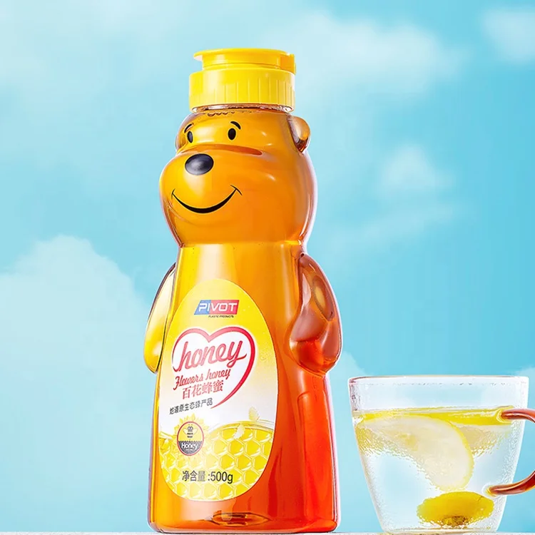 Bottiglie di plastica a forma di orso per bevande al miele