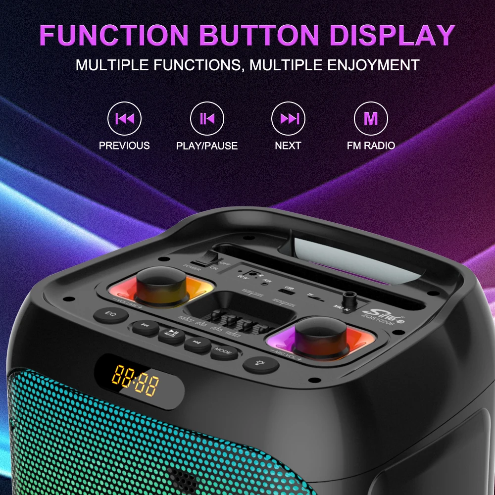 SING-E ZQS10208 Home Wireless Speakers - Double 8-Inch Party