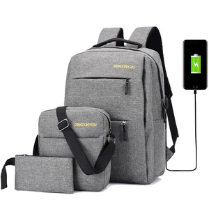 New 15.6 Inch Oxford Polyester Fashion USB Laptop Backpack with Zipper Closure 30-40L Capacity Bag Set
