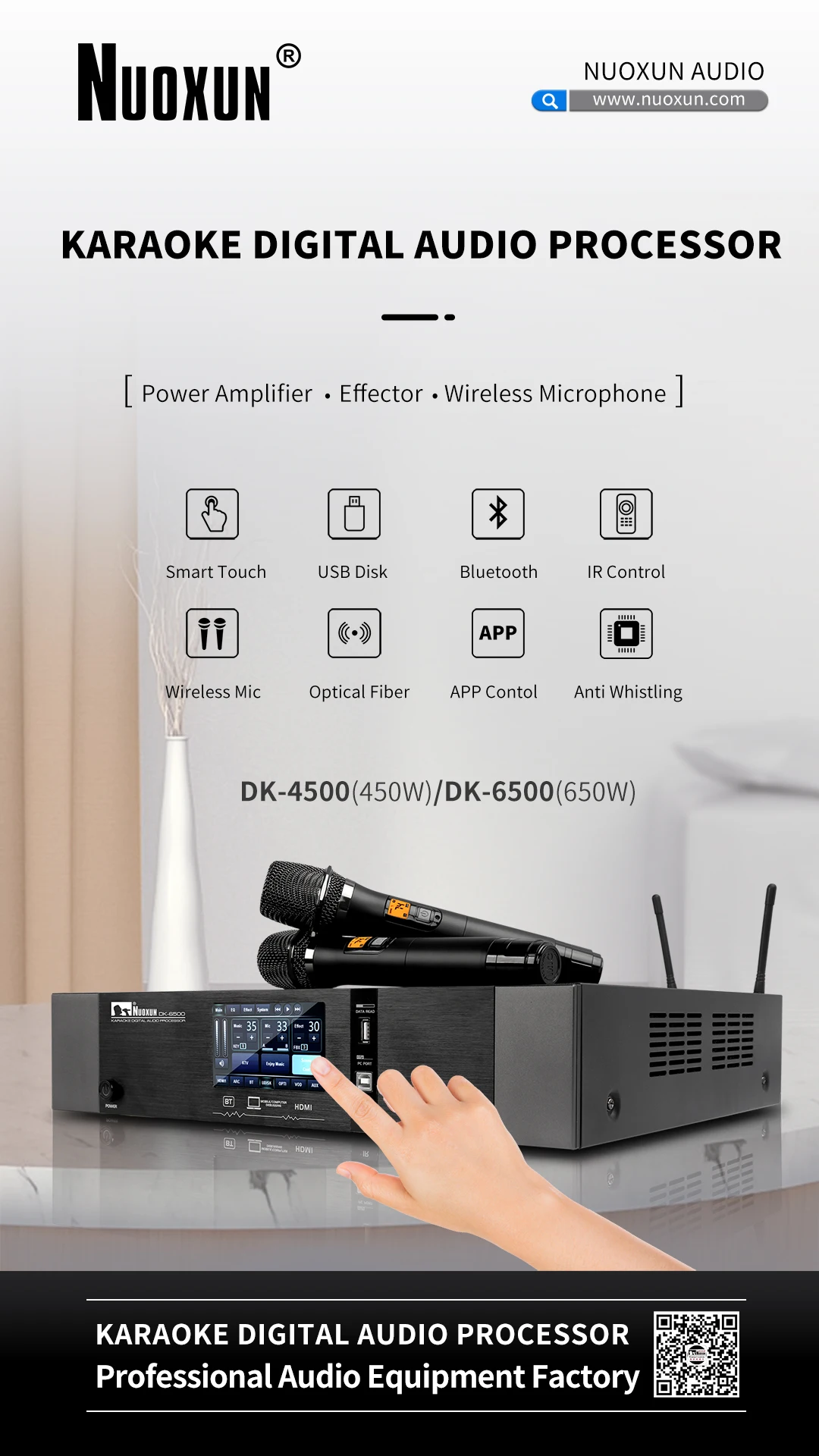 Whole Set Metal 2-Channel 56Vrms/400W 8 DSP Microphone KTV Karaoke Sound System Professional Digital Echo Karaoke Amplifier