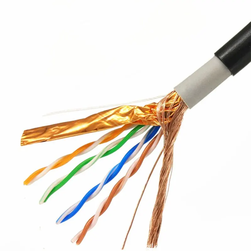 Cavo Ethernet Cat5e per esterni, doppio schermato SFTP, in rame puro, impermeabile, adatto per interramento diretto, cavo di rete CCTV e POE