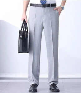 Summer New Linen Trousers High Waist Loose Wrinkle-free Business Casual Middle-aged Breathable Thin Men's Long Trousers