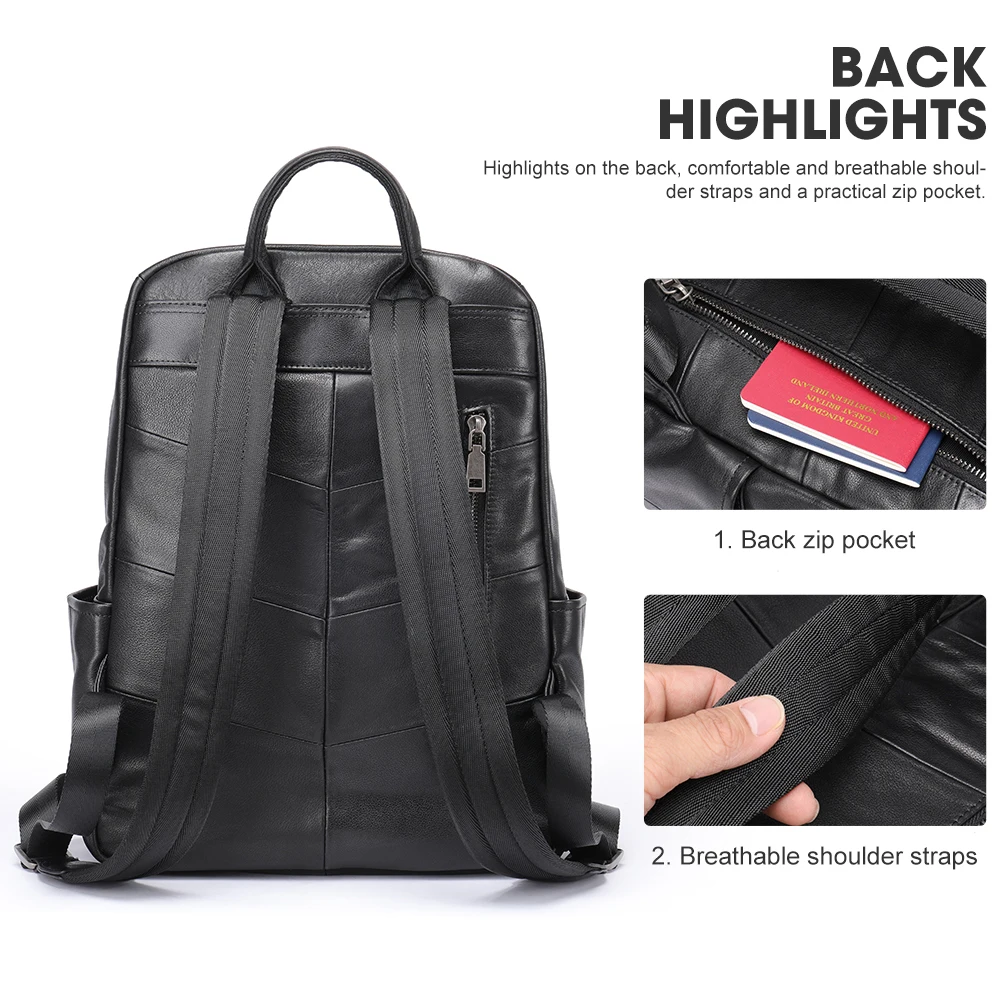 Marant Casual Large Capacity Mens Laptop Backpacks Black Daypack Genuine  Leather Backpacks Bag for Men Backpack