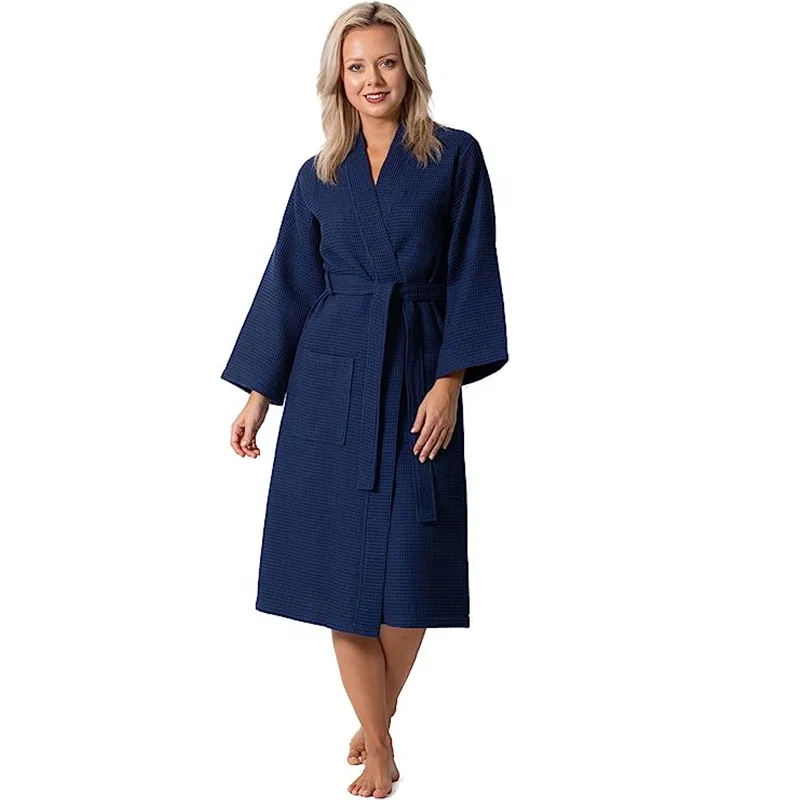 Custom Waffle Luxury Thin Soft House Bath Robe Women Knit Bathrobes For ...