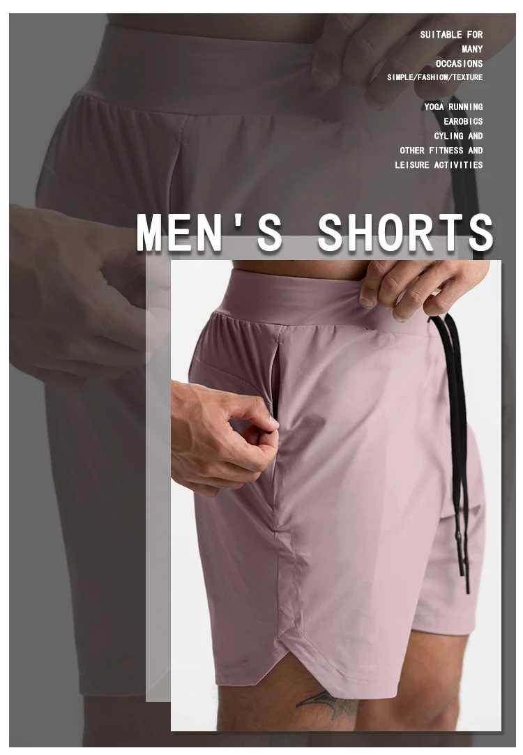 Custom Men Summer Quick Dry Jogging Shorts Fitness Training 2 In 1