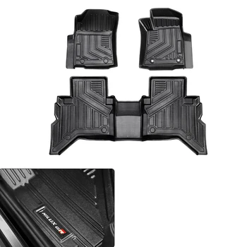 For Toyota Hilux Revo 2015-2023 TPE Rubber Non Skid Waterproof Black GR Sport Car Mat 4X4 Accessories