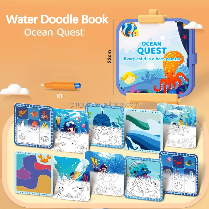 Magic Water Book Reusable Water-Reveal Wow Magic Water Painting Color Coloring Books for Toddlers Kids Wow