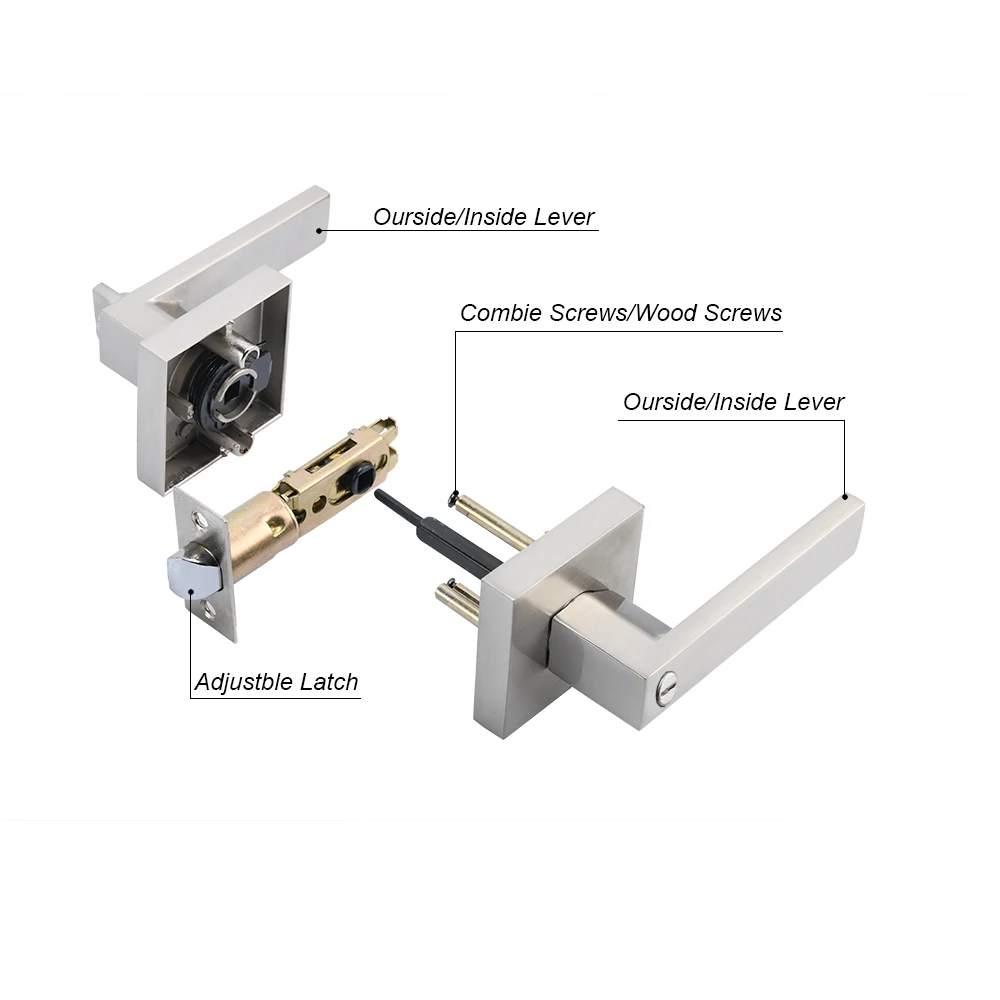 Matt Black Square Exterior Handle Lock Door Lock Price Lever Door