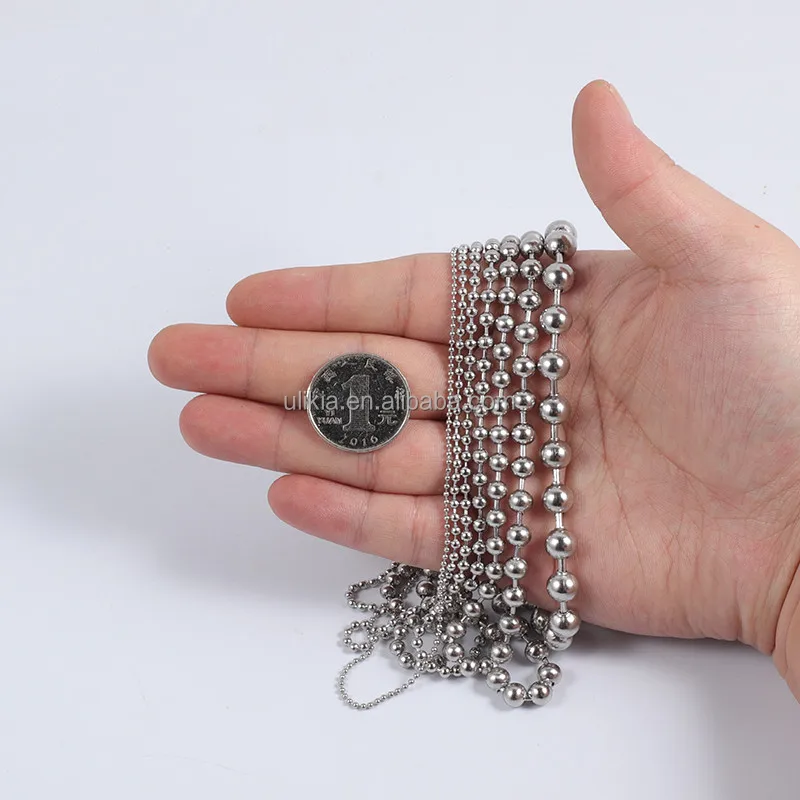 Multi Size Stainless Steel Bead Ball Necklace Military Dog Tag Chain