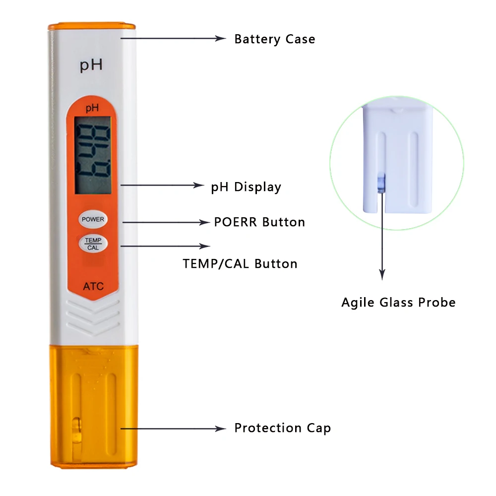 High Precision Pocket Sizer Ph Meter 2 In 1 Combo Ph & Temperature