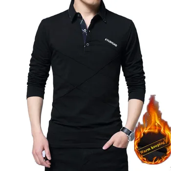 No MOQ thick t-shirt oversized t shirt black polo tshirt warm keeping men's tshirts long sleeve wholesale