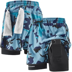 Men's Running Shorts Quick Drying Fitness Camouflage Double-layer Shorts Men's New Sports Training and Bodybuilding Shorts