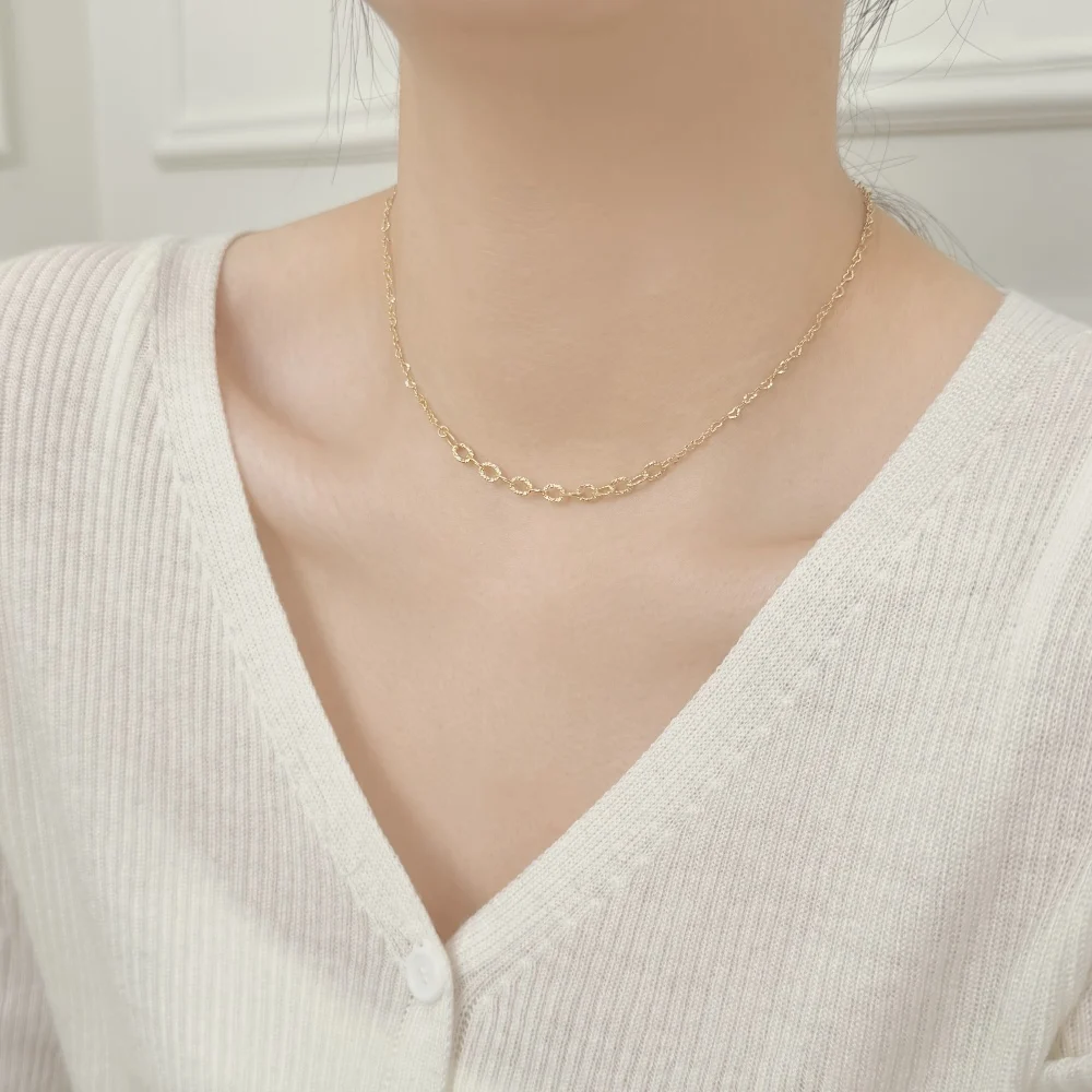 KAKODIY simple design 925 sterling silver rhodium 14K gold plated chain necklace for everyday wear detail 4