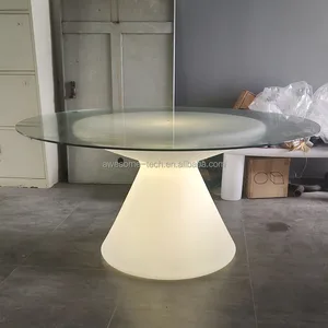 Wholesale Modern RGB LED Dining Table with Stylish Plastic Base for Home or Hotel Use American Market Dining Room Furniture