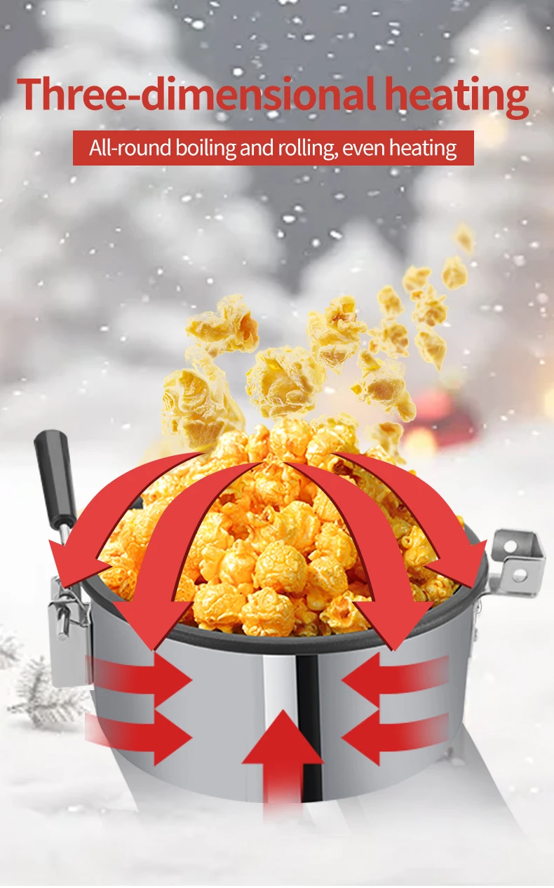 Large Double-Pot Electric Popcorn Machine Fully Automatic for Commercial Restaurants for Christmas Events 220v
