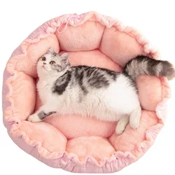 Wholesale washable pink petals soft donut bed pet round pet bed cushion cat bed