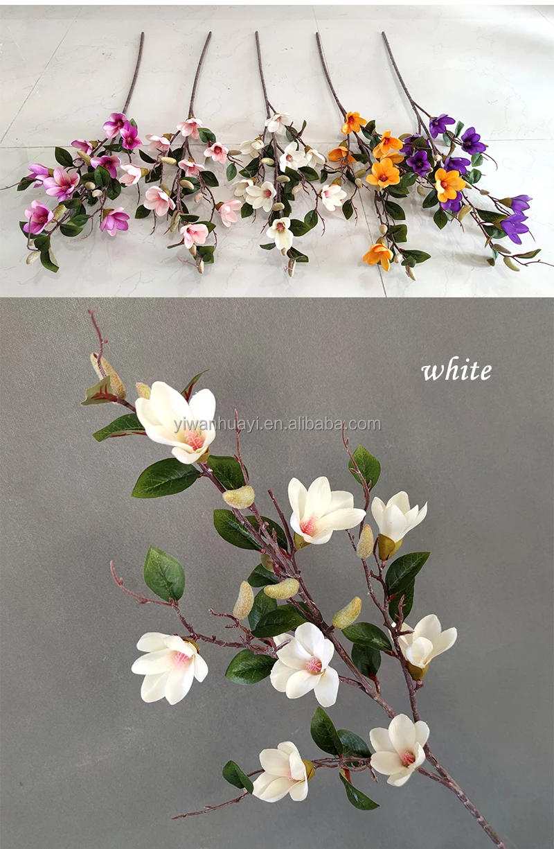 Yiwan Wholesale High Quality Real Touch Magnolia Wreath Flowers Artificial Magnolia Branches For