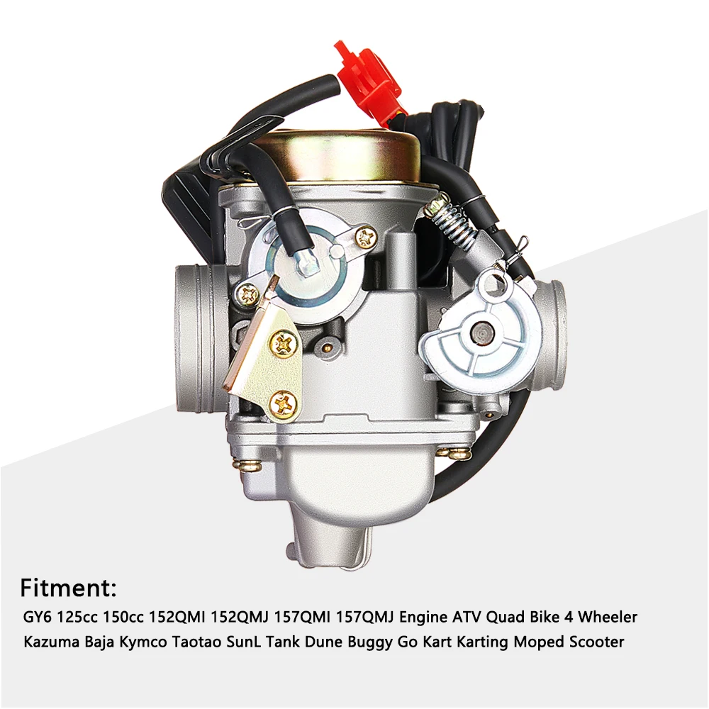 GOOFIT PD24J 24mm Carburetor & Intake Manifold Pipe Kit For GY6 150cc Engines (ATV, Go-Kart, Scooter)