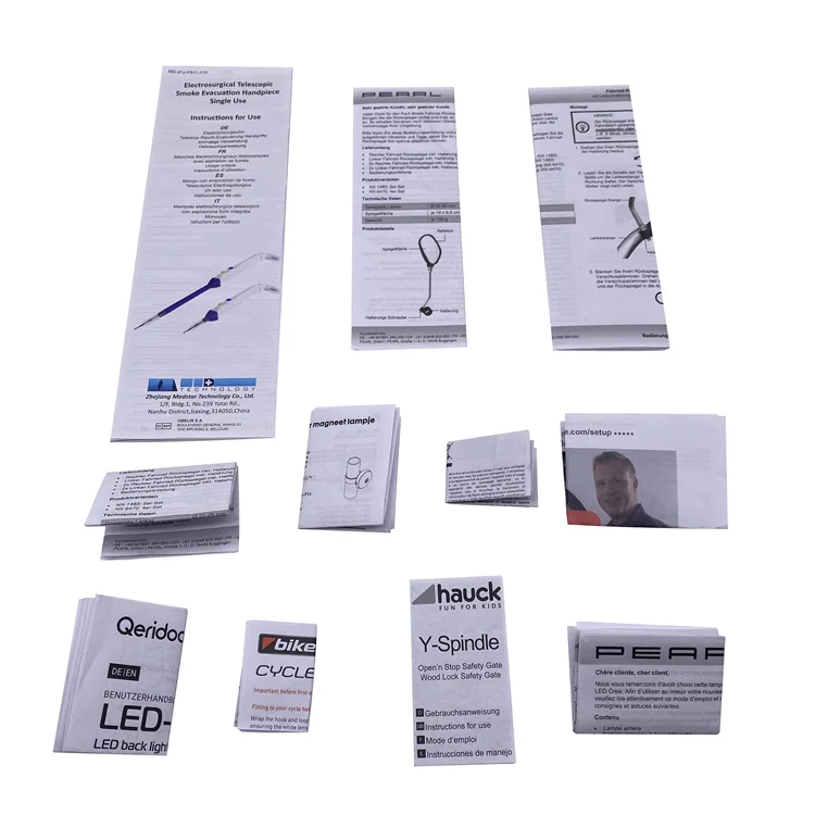 Сертифицированная Fsc черная Складная бумага с напечатанным руководством пользователя Ручная