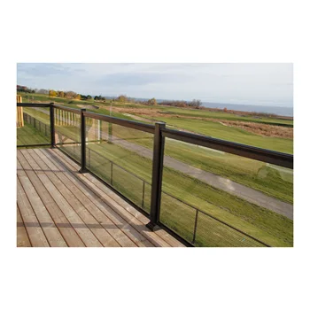 Frameless Decking Aluminum Stair Glass Balustrade / Aluminium Base Glass Railing Hardware Balustrade