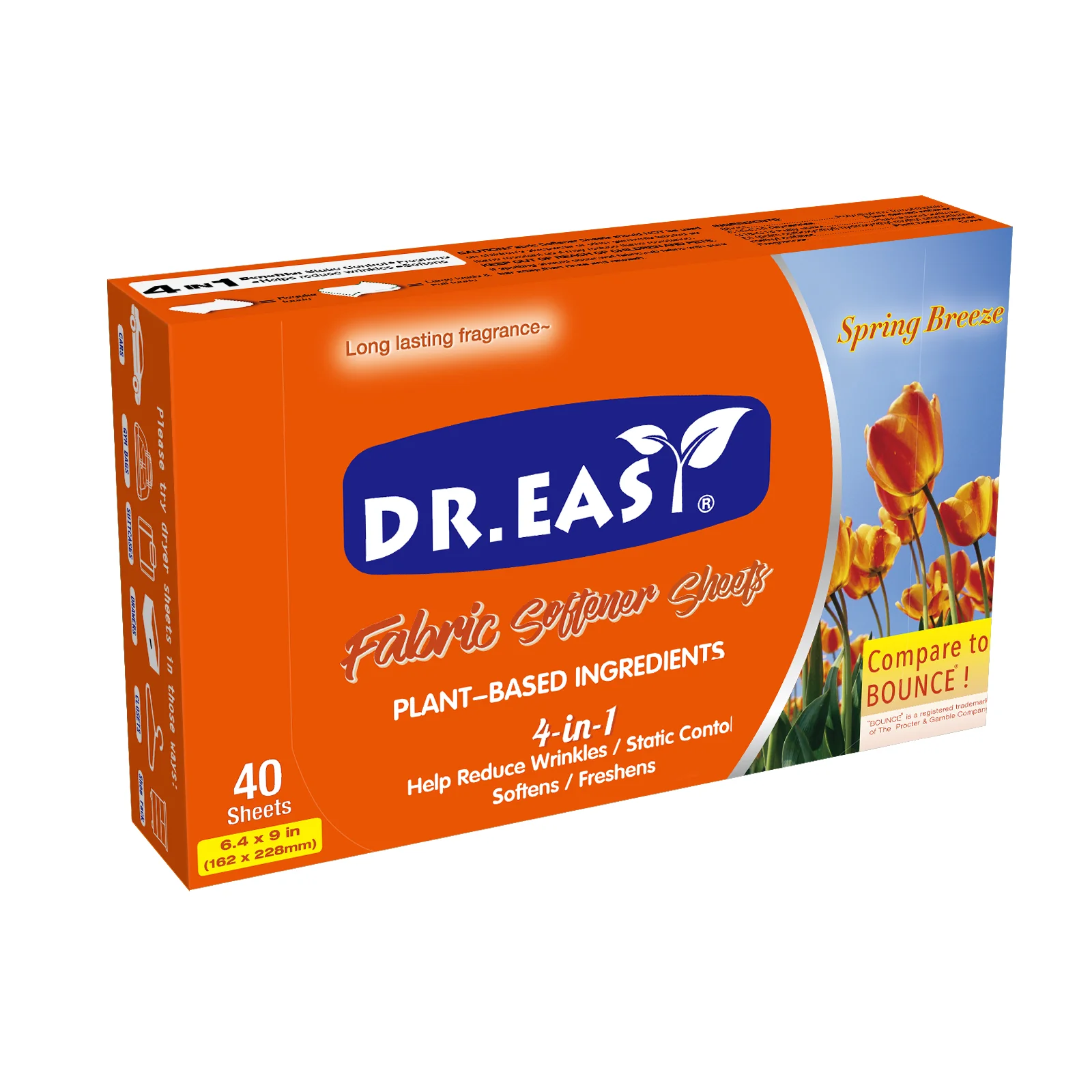 Spring Breeze Eco-friendly Biodegradable Fabric Softener Sheet Biodegradable Naturally-Derived Dryer Sheet 40pcs