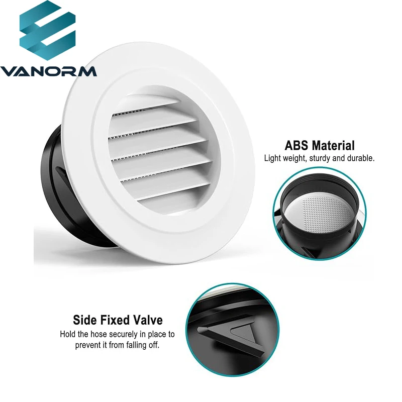 Round Vent Cover with Built-in Screen Mesh