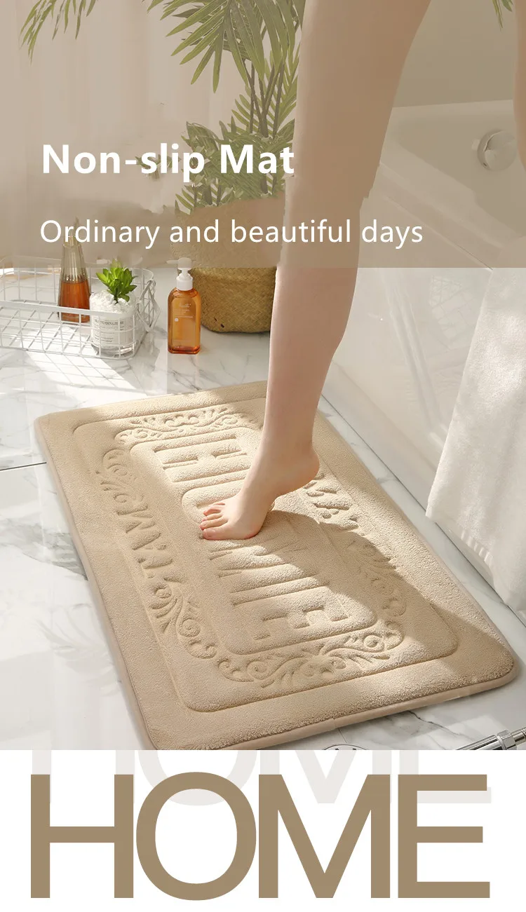 Coral Velvet Home High-frequency Soft absorbent bath mat non-slip memory foam bath rug bath rug Super waterproof carpets rug supplier