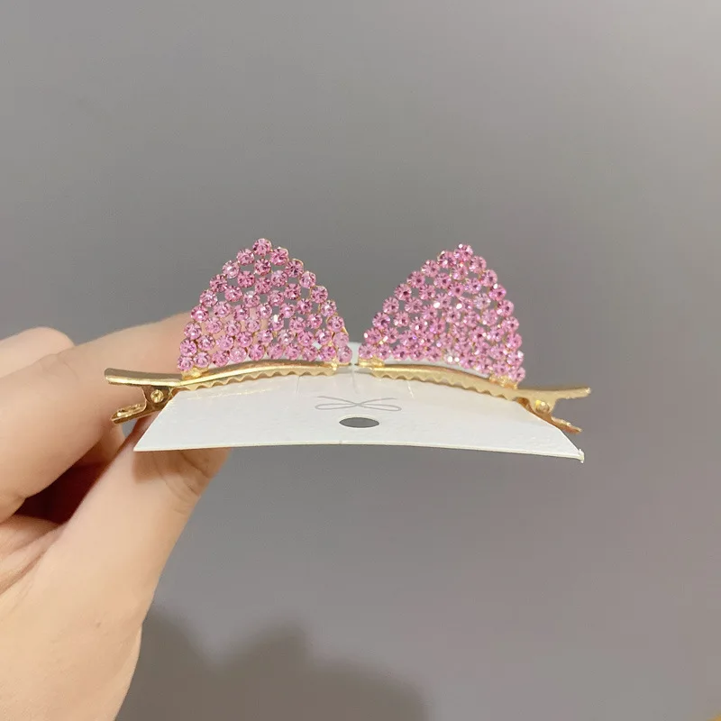 Personalized Rhinestone Crystal Cat Ear Hair Clips Cute  display picture 2