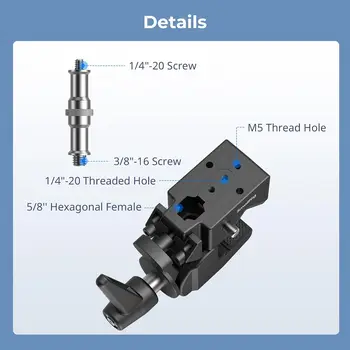 For SmallRig Heavy-Duty Super Clamp Kit Max Load 33lb/15kg 1/4"-20 3/8"-16 Top Screw 5/8" Flat Surface for Photography Studio detail image