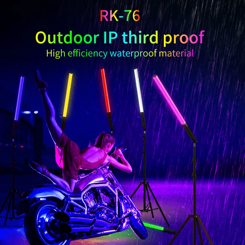RK-76 алюминиевый LED тубусные лампы постоянного ручной открытый RGB LED заполняющий свет палка прямая трансляция видео световая палочка с дистанционным управлением