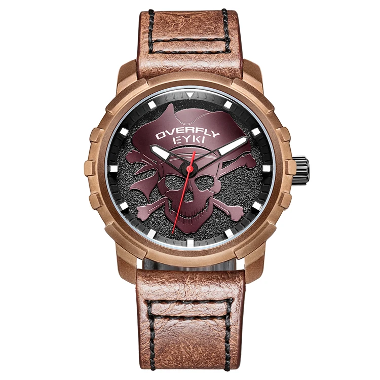 New Brand EYKI W8408G Watch Leather Stainless Steel Casual Wristwatch  Calendar Quartz Watch