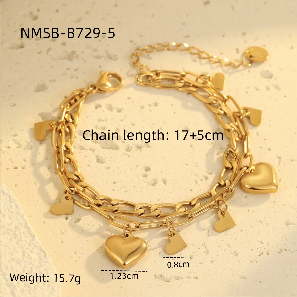 2025 New Arrived 18K Gold Plated Bracelet Chain Lock Heart