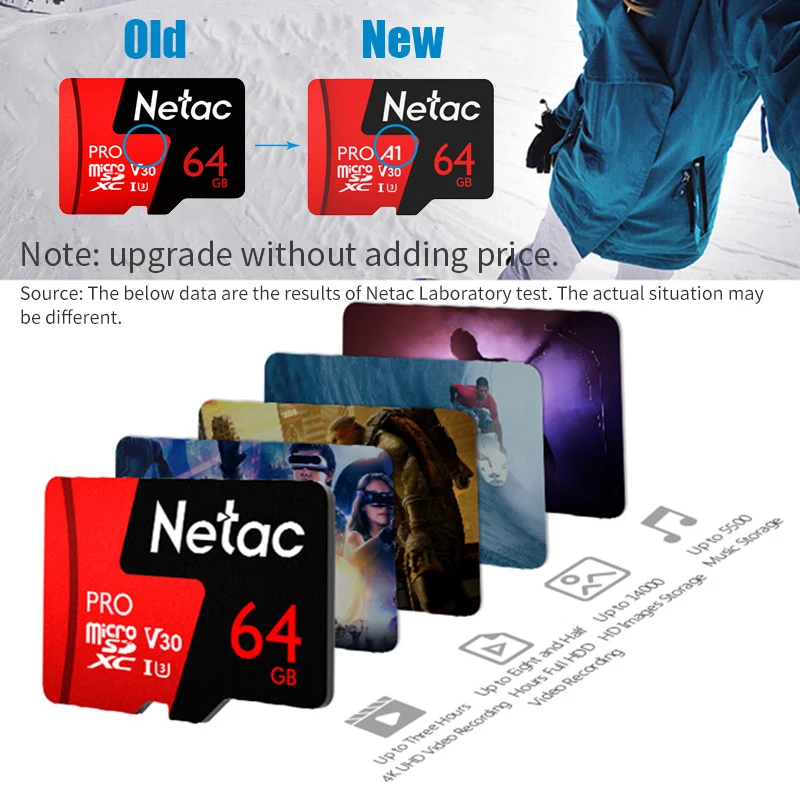 Original Netac P500 Pro 64GB 128GB TF Card U3 V30 Computer Video Card Up to 100MB/s Micro SD Memory Card - ANKUX.COM