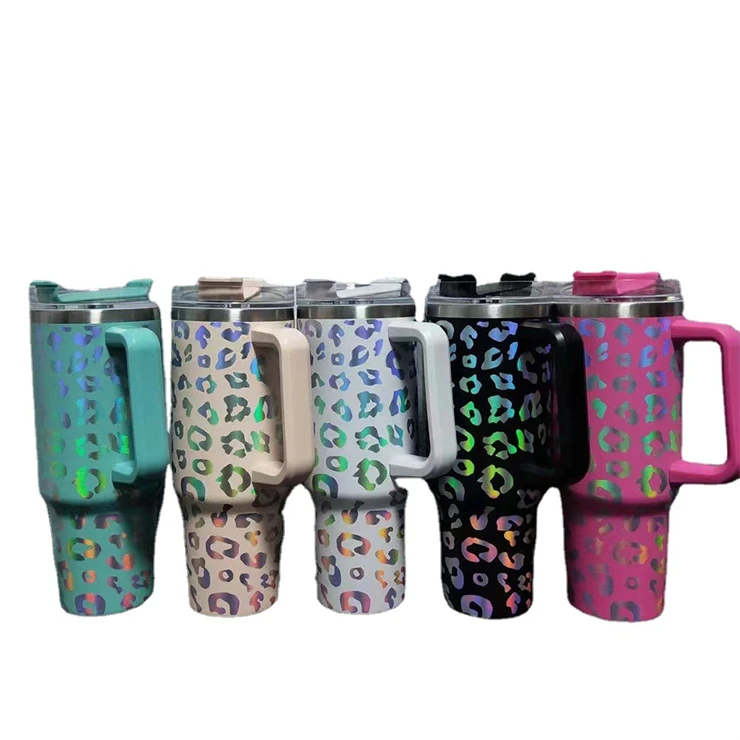 Custom logo 30 40 oz Leopard Engraved Thermo Cup H2.0 Flowstate Tumbler  40oz Stainless Steel Travel Mug with Handle