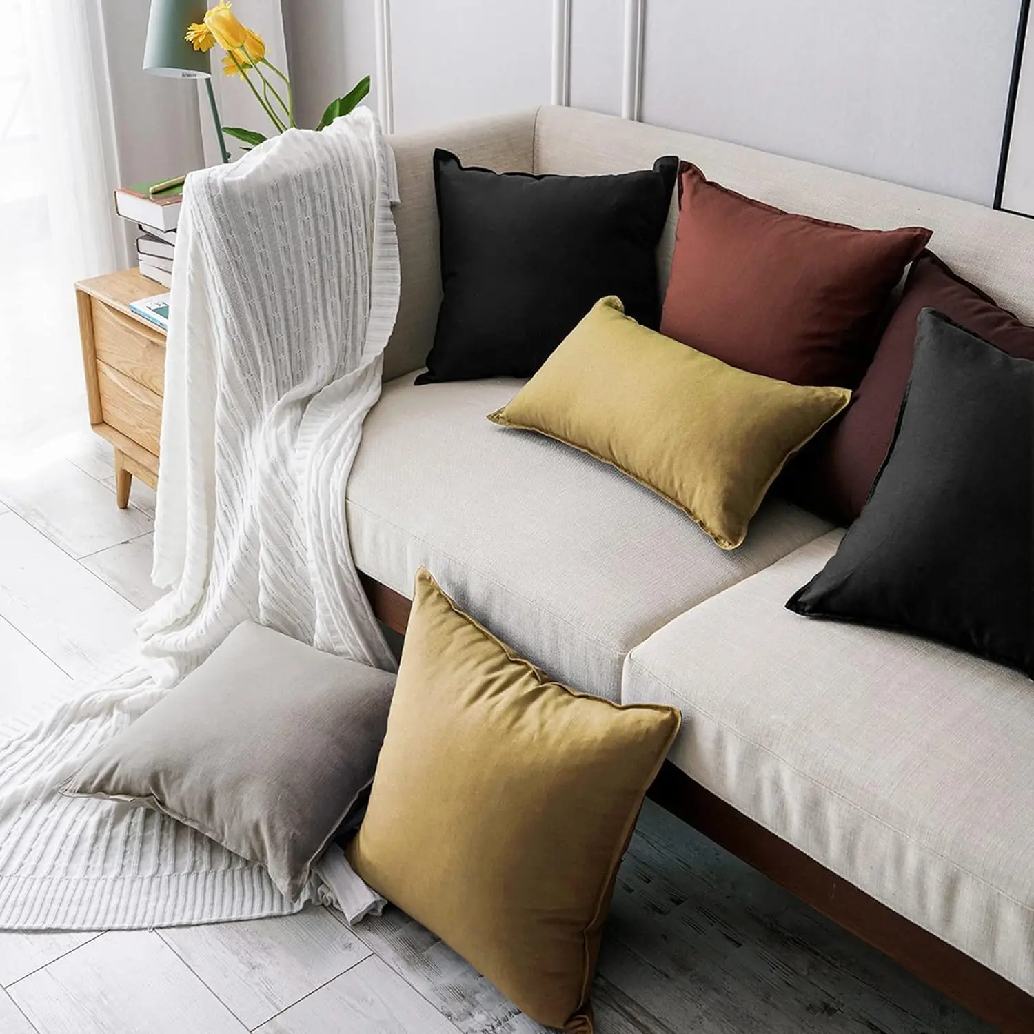 Ecofriendly Cotton Linen Throw Pillow Covers For Couch Sofa Home