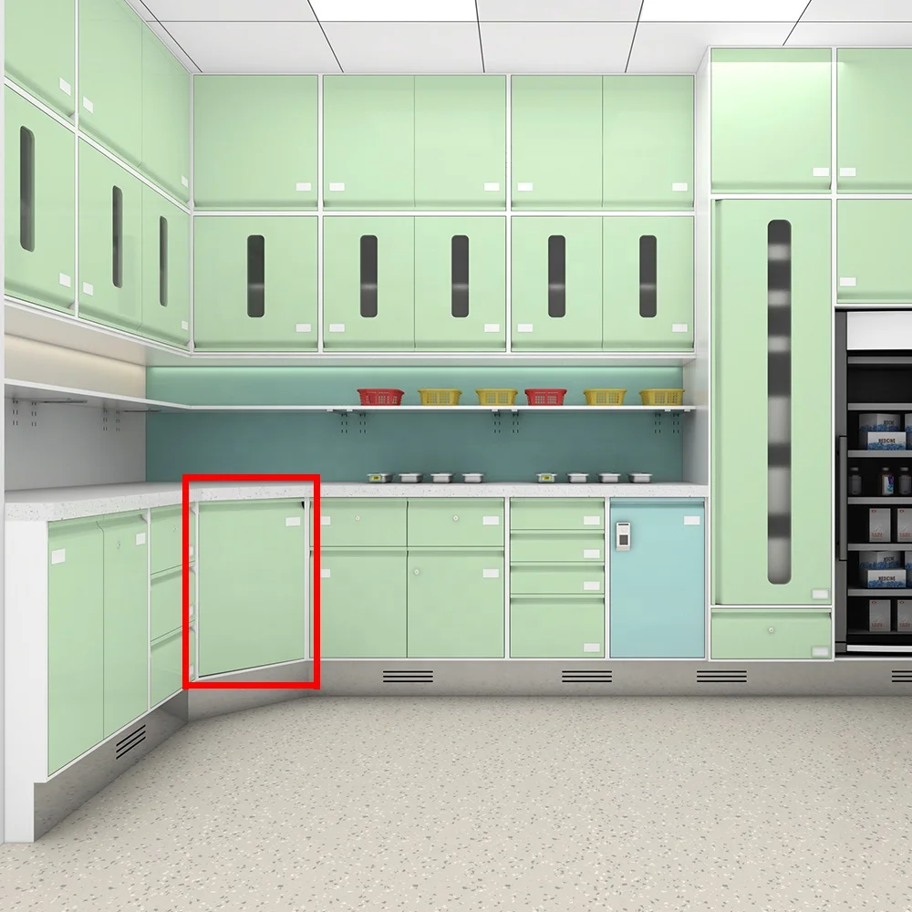 High Visibility Stainless Steel Hospital Polygonal Corner Cabinet with Baseboard Easy Access Medical Storage for Workshops 5